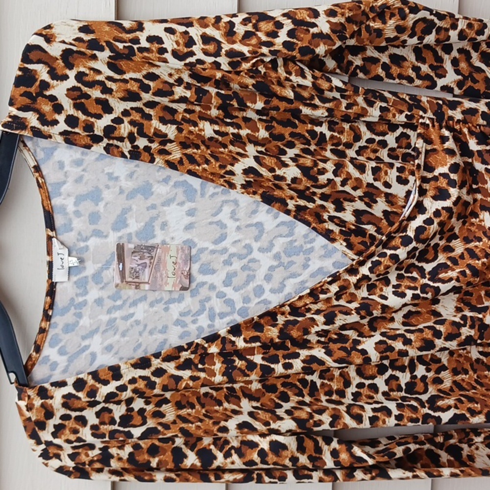 Love J Cream and Brown Bodycon V-Neck Dress